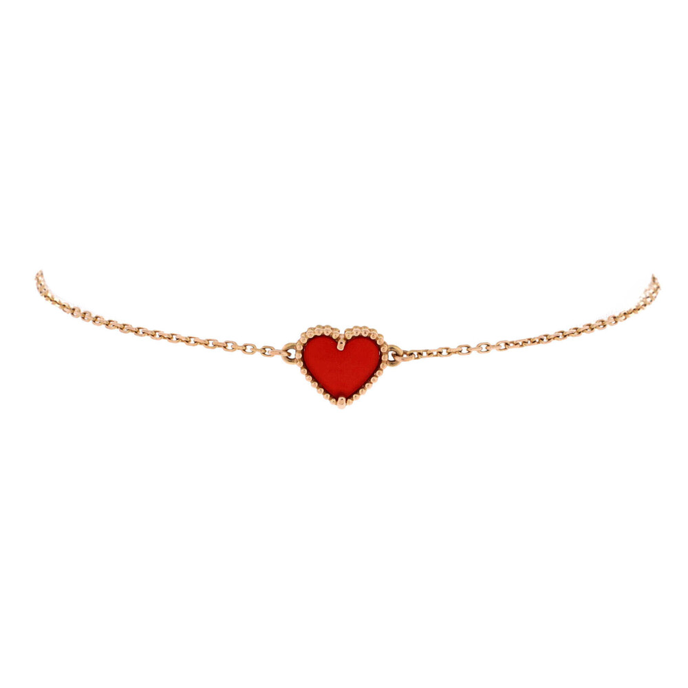 Van Cleef & Arpels Sweet Alhambra Heart Bracelet 18K Rose Gold with Carnelian
